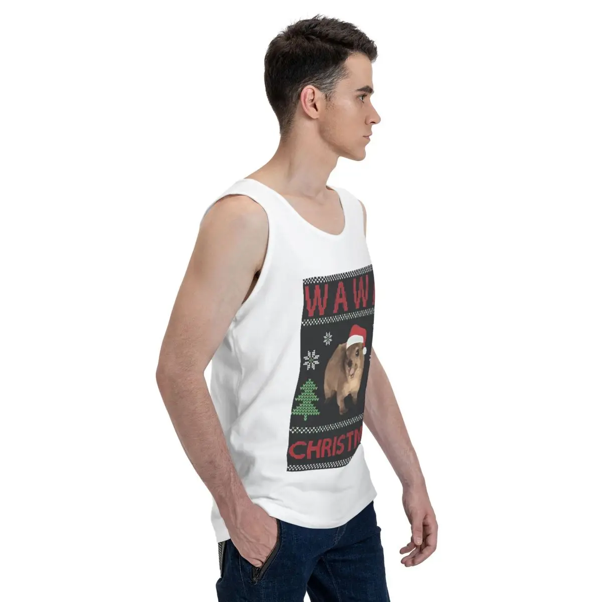 Christmas Wawa Mug Animal Hyrax 100% Cotton Men's Sweatshirt Vest Sleeveless Clothing Tees Men Tank Tops T-shirt