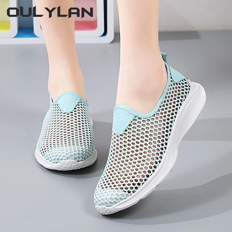 NEW Sneakers Women\'s Shoes Lightweight Shoe Summer Breathable Thin Mesh Casual Shoes Soft Soled Beach Creek Tracing Shoes