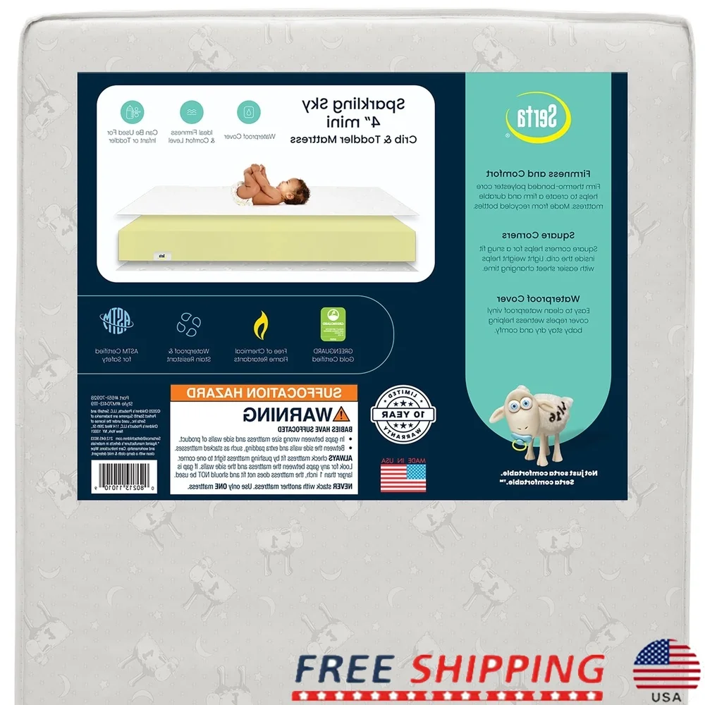 

Mini Portable Dual Sided Crib Mattress GREENGUARD Gold Certified Hypoallergenic Waterproof Easy Clean Firm Fiber Core Fits Most
