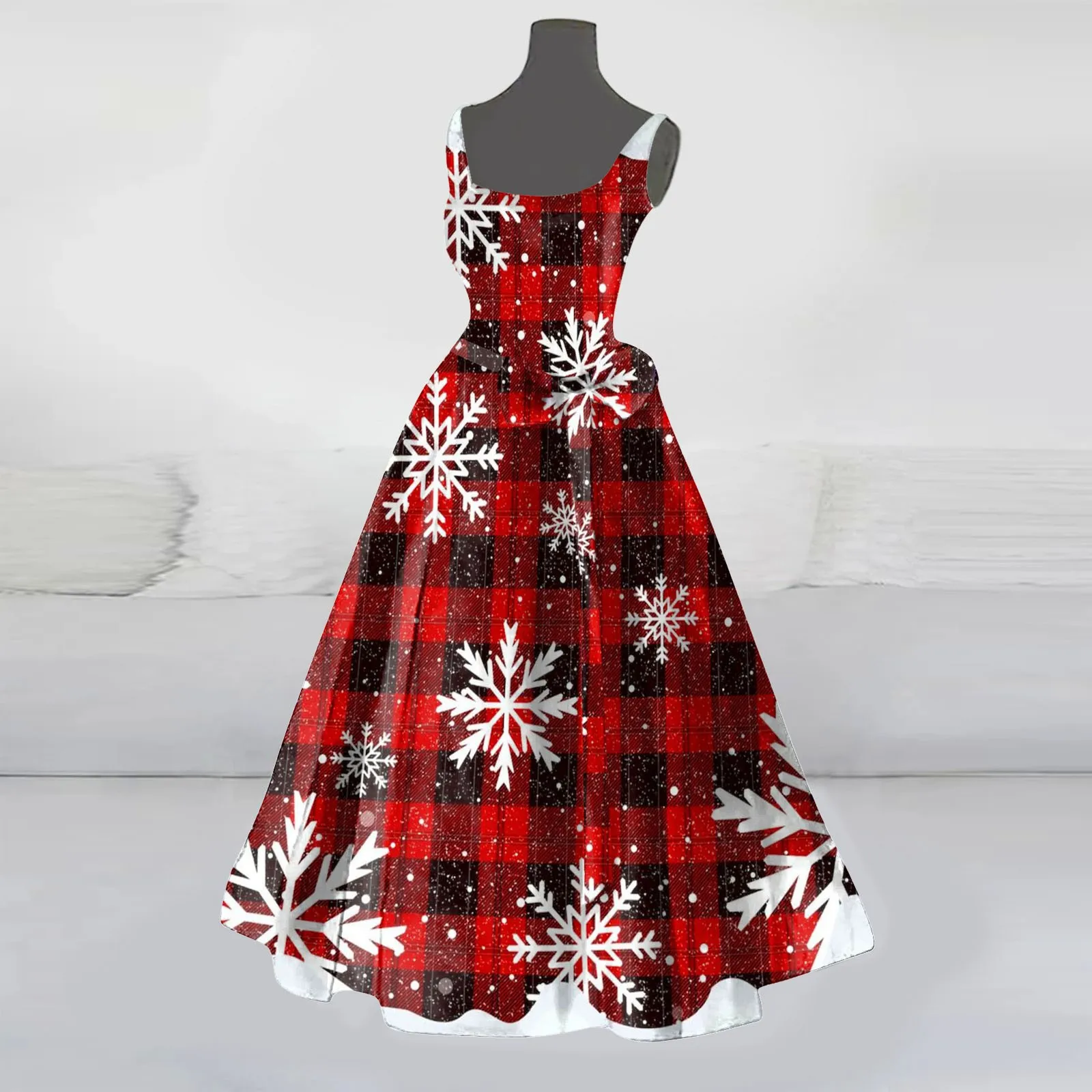 Langes Kleid mit Weihnachtsmann-Aufdruck, lässig, ärmellos, für Hochzeitsgäste, Cocktail, Urlaub, Sommer, elegantes Kleid für Damen