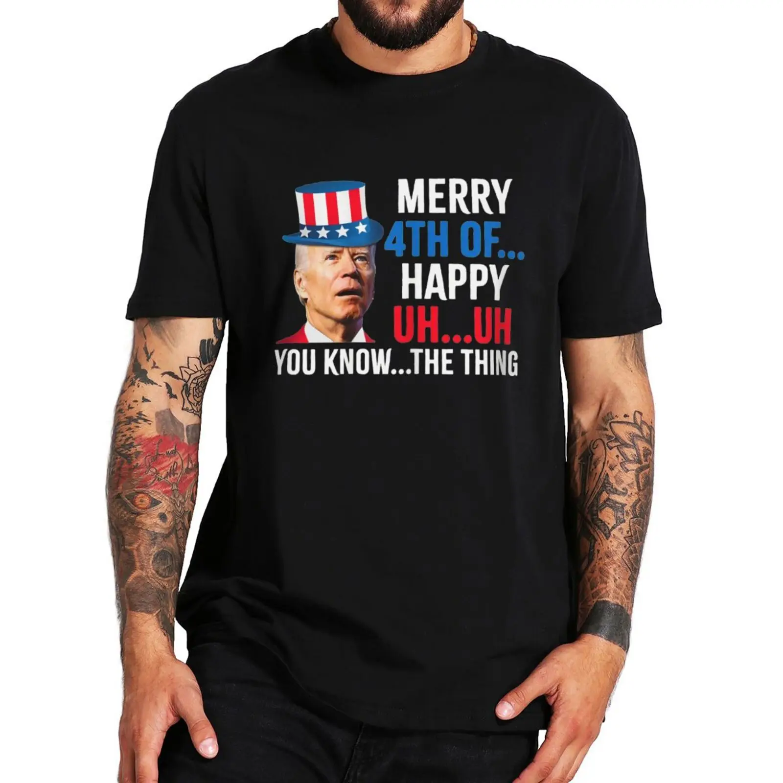 Joe Biden Confused Merry Happy 4th Of July T Shirt Sarcastic Funny Meme Classic Tee Tops For Men Women 100% Cotton Tshirt