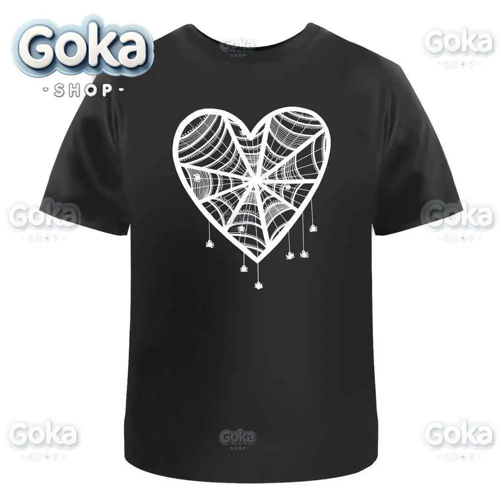 Cobweb Heart Graphic T Shirts Mens Clothing New in Tops & Tees Cotton Women Printed T-shirt Y2K Clothes Cute Funny Tshirt