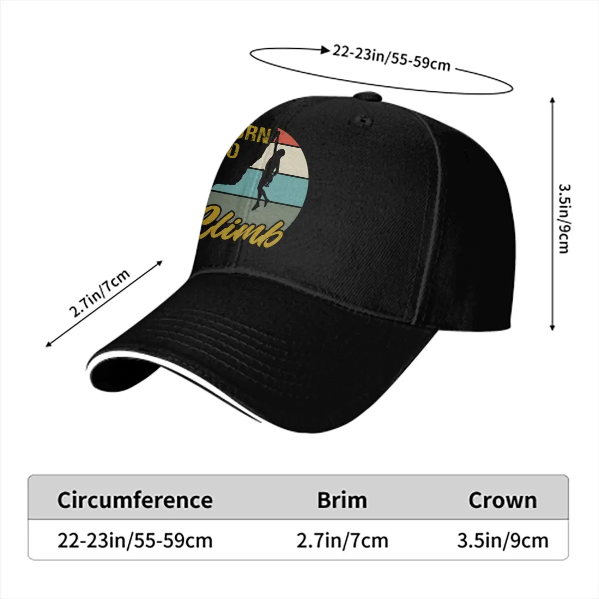 Pure Color Dad Hats Born To Climb Sunset Men's Hat Sun Visor Baseball Caps Mountain Climber Peaked Cap