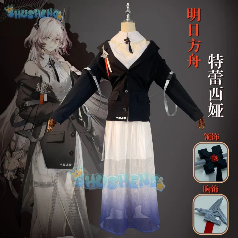 

Theresa Cosplay Costume Game Arknights Civilight Eterna Women Gorgeous Dress Halloween Party Role Play Clothing