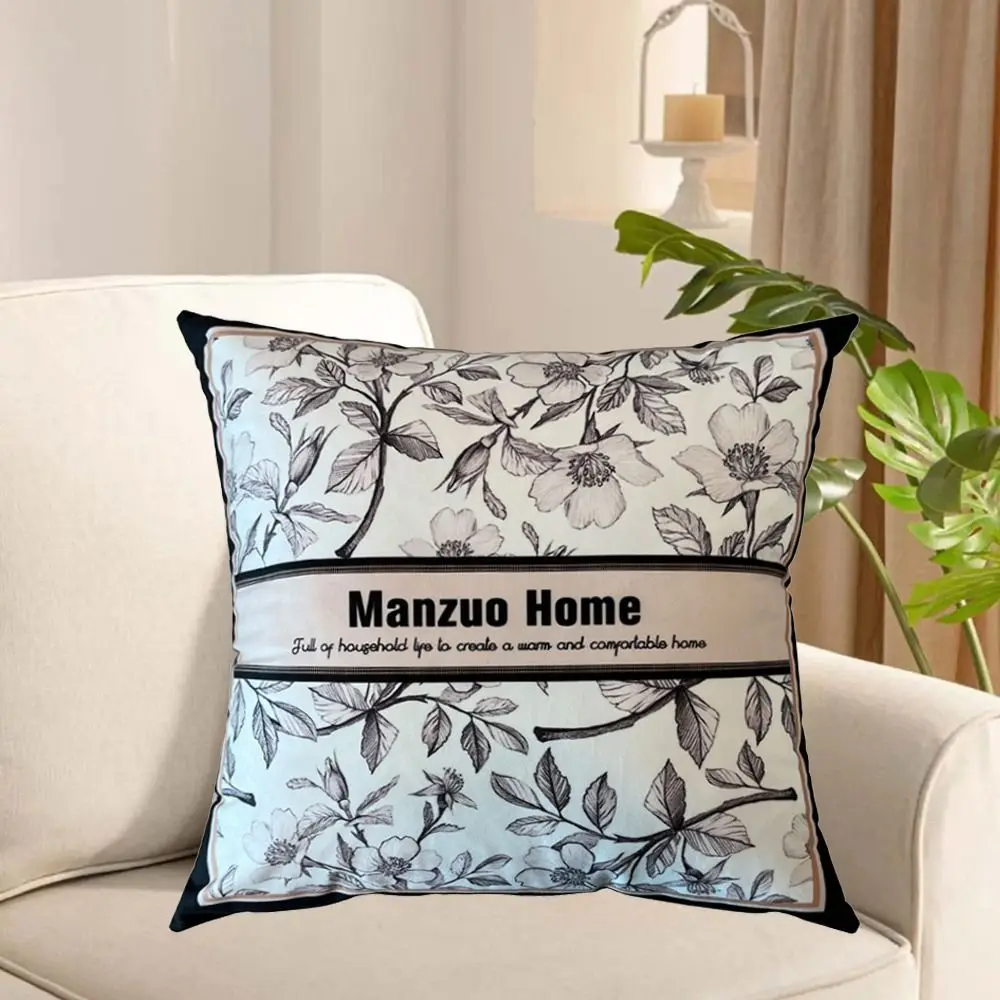 Sofa Decor Dacron Throw Pillow Cover Luxury Flower Pillow Case Soft Washed Material Pillow Shell Cushions