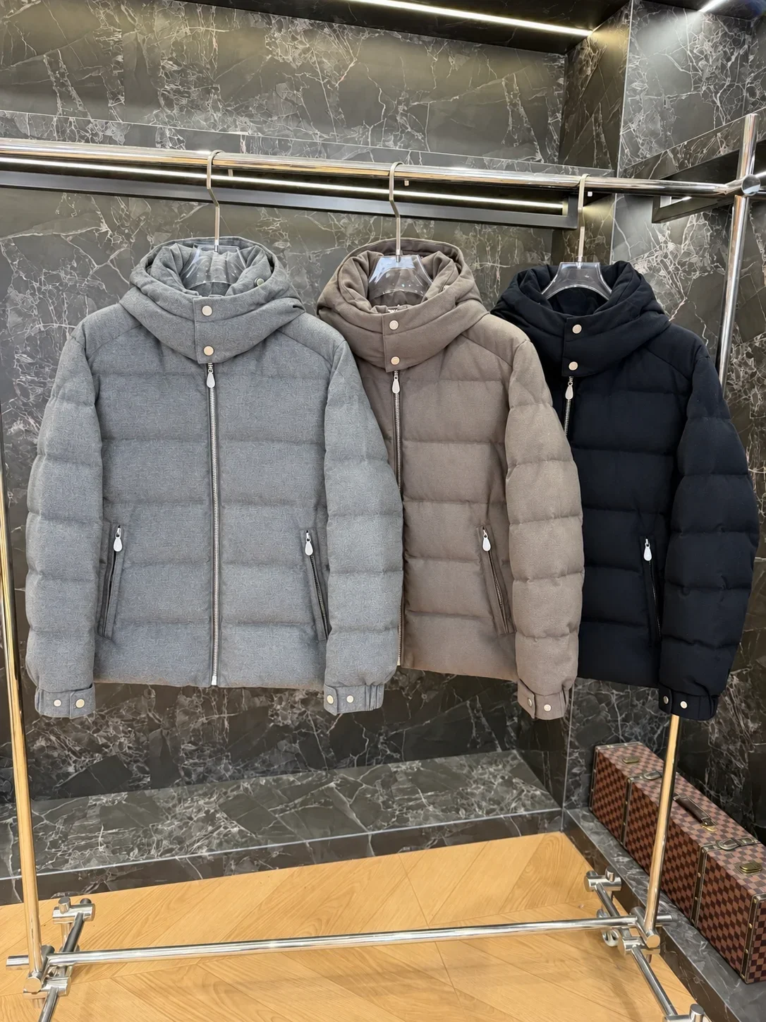 Italy BC old money style men's hooded down jacket casual simple windproof jacket