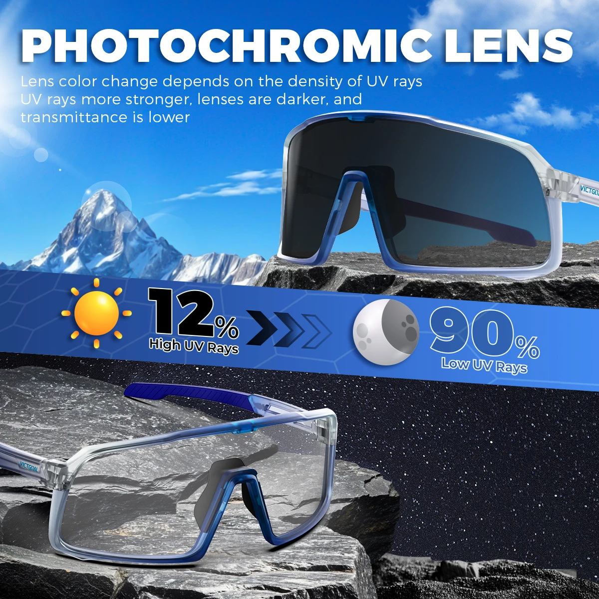 VICTGOAL Photochromic Cycling Sunglasses MTB Glasses Road Bike Cycling UV400 Goggles Men Women Outdoor Bicycle Sports Eyewear