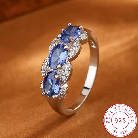 Exquisite Blue CZ Ring for Women | Premium 925 Sterling Silver | High-Quality Fashion Jewelry Gift Wedding Ring