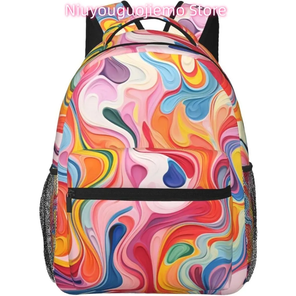 

Colorful Watercolor Print Lightweight Laptop Backpack Lightweight Multipurpose Travel Casual Daypack Unisex College Backapcks fo