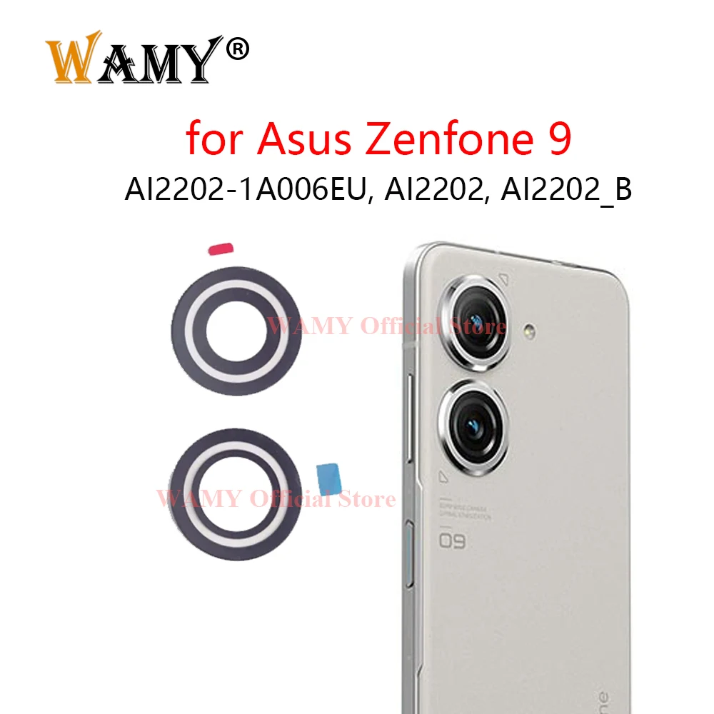 WAMY Lente da câmera traseira Substituição da tampa de vidro da câmera traseira para Asus Zenfone 9 ZS696KS AI2202 com adesivo