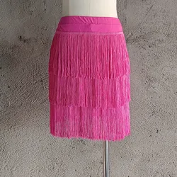 2024 New Colors Adult Women 3 Layers Tassels Latin Dance Skirt Female Sexy Large Size 5XL Fringed  Rumba Samba Dancing Clothing