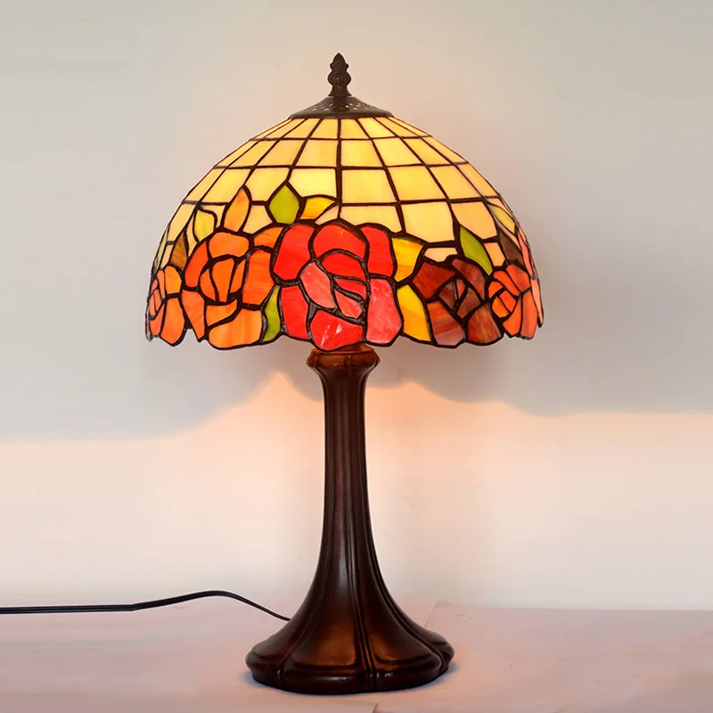 12 inch red rose Divannio pastoral bedroom bedside study children's room desk lamp