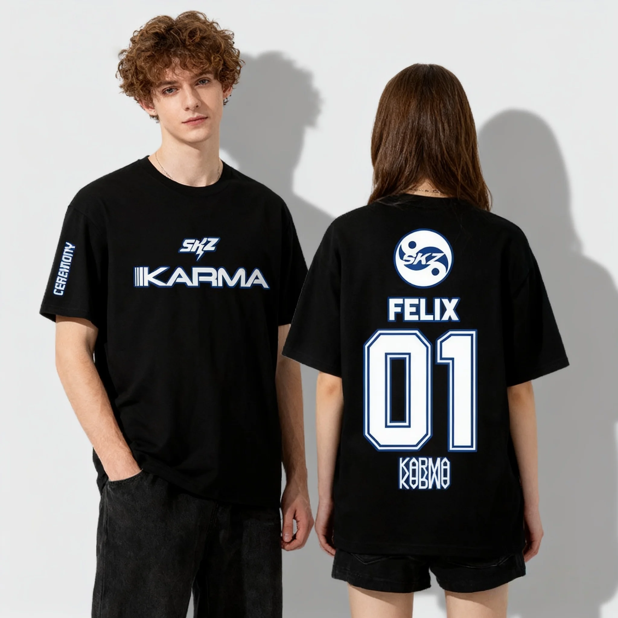 2025 جديد KPOP كارما تي شيرت كبير الحجم بأكمام قصيرة للرجال والنساء Harajuku تي شيرت بنمط جمالي عتيق ملابس الشارع