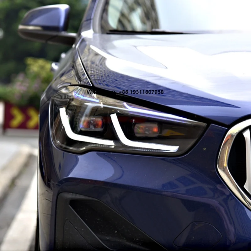 

New Arrival 17-21 X1 LED Headlight Assembly Modified Double L Blue Eyebrow F48 Upgraded Thunder 12V Daytime Running Lights for