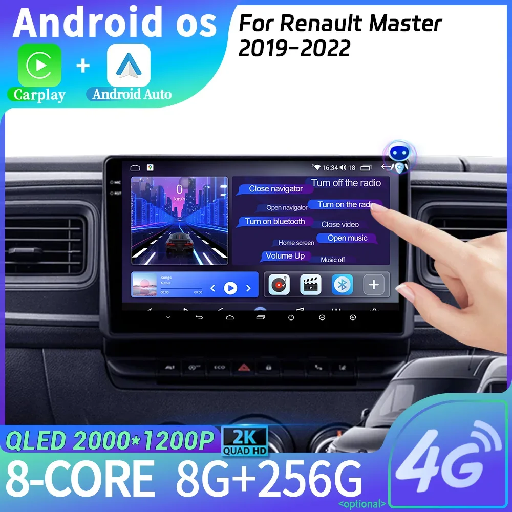 Car Radio Multimedia For Renault Master 2019-2022 Navigation Android 14 Stereo Head Unit Screen  4G 2CIN WIFI