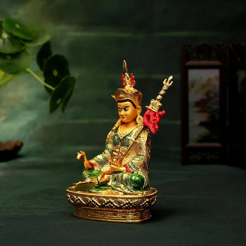 Pure Hand-painted Lotus Buddha Household Creative Desktop Decoration Coloured Drawing Alloy Gold Lotus Master Buddha Decoration