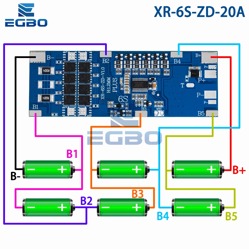 6S BMS 10A 20A 30A 22.2V litowo-jonowy płyta ochronna ładowania 18650 z zabezpieczeniem równowagi i kontroli temperatury