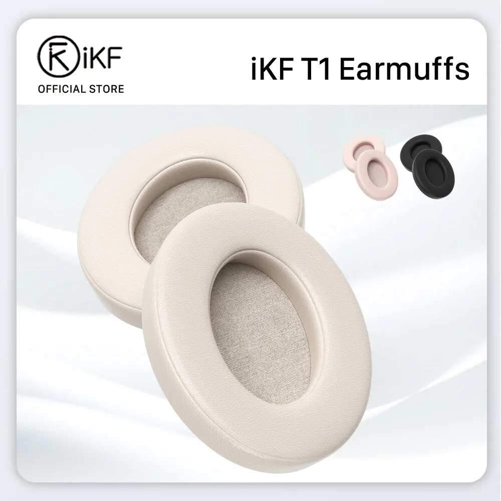 iKF T1 Bluetooth Headphones Original Earmuffs Easy Replacement Soft Leather Off white Pink Black