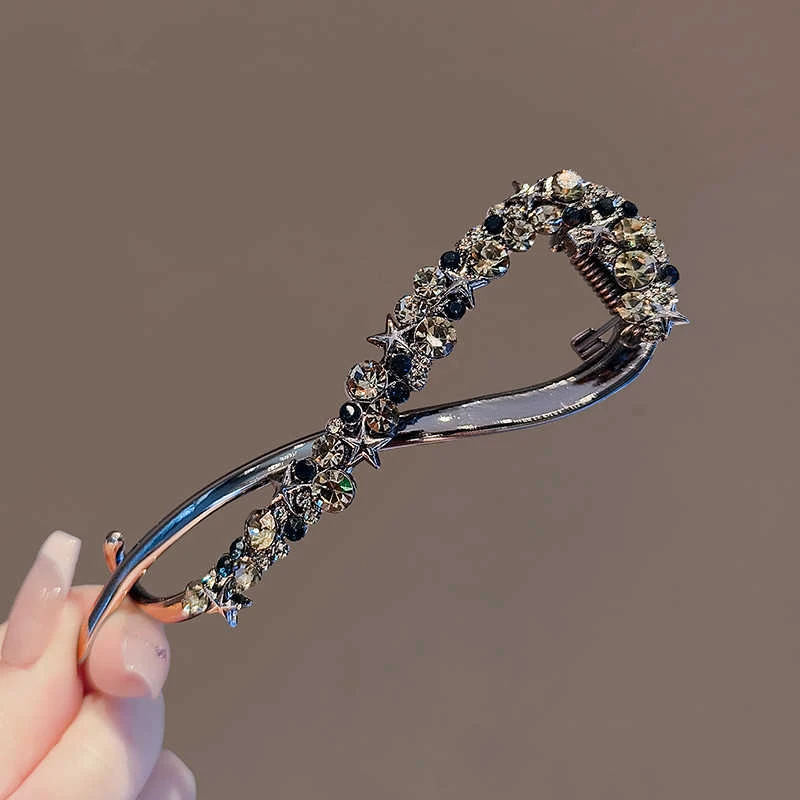 Fashion Rhinestone Banana Clip Hair Clasp Elegant Irregular Women Hair Clip Girl Claw Headdress Hair Accessories Korean Hairpin