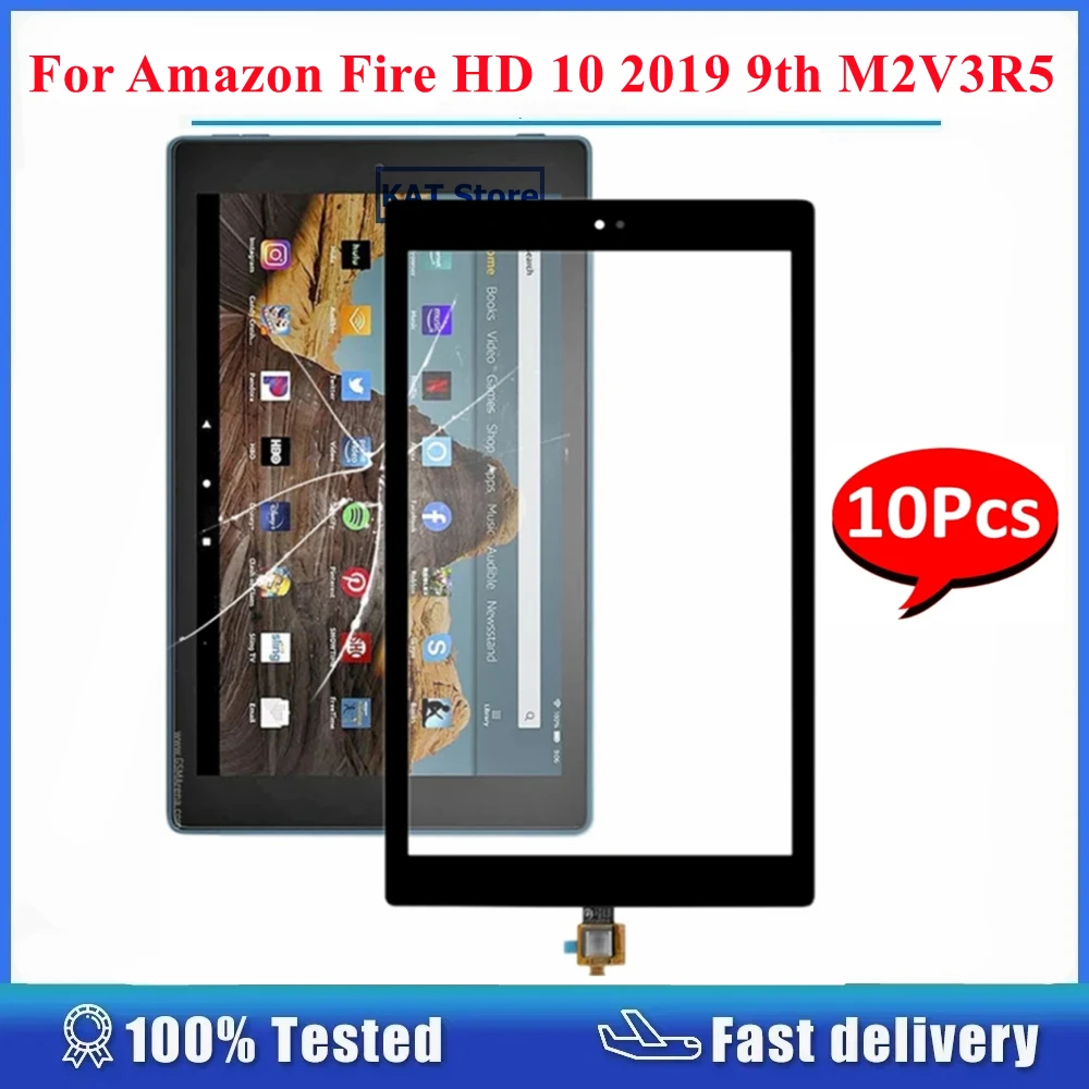 10PCS For Amazon Fire HD 10 2019 9th M2V3R5 Touch Screen Digitizer Front Glass Lens Panel Replacement