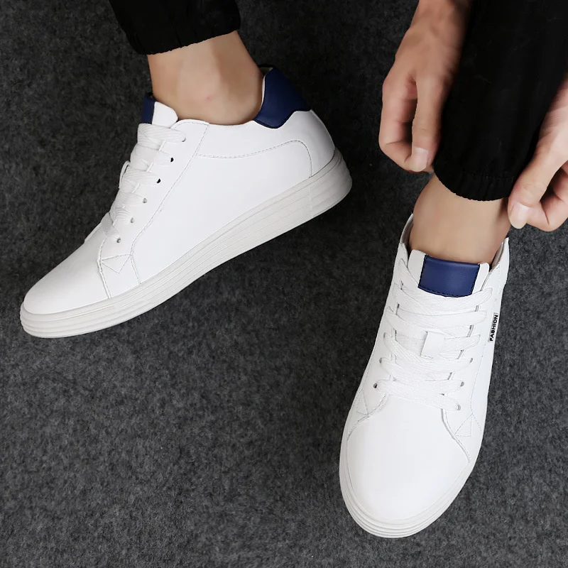 Men Heightening Shoes 6CM Elevator Shoes White Leather Casual Sneakers For Male Fashion Lift Increased Insole Taller Shoes Man