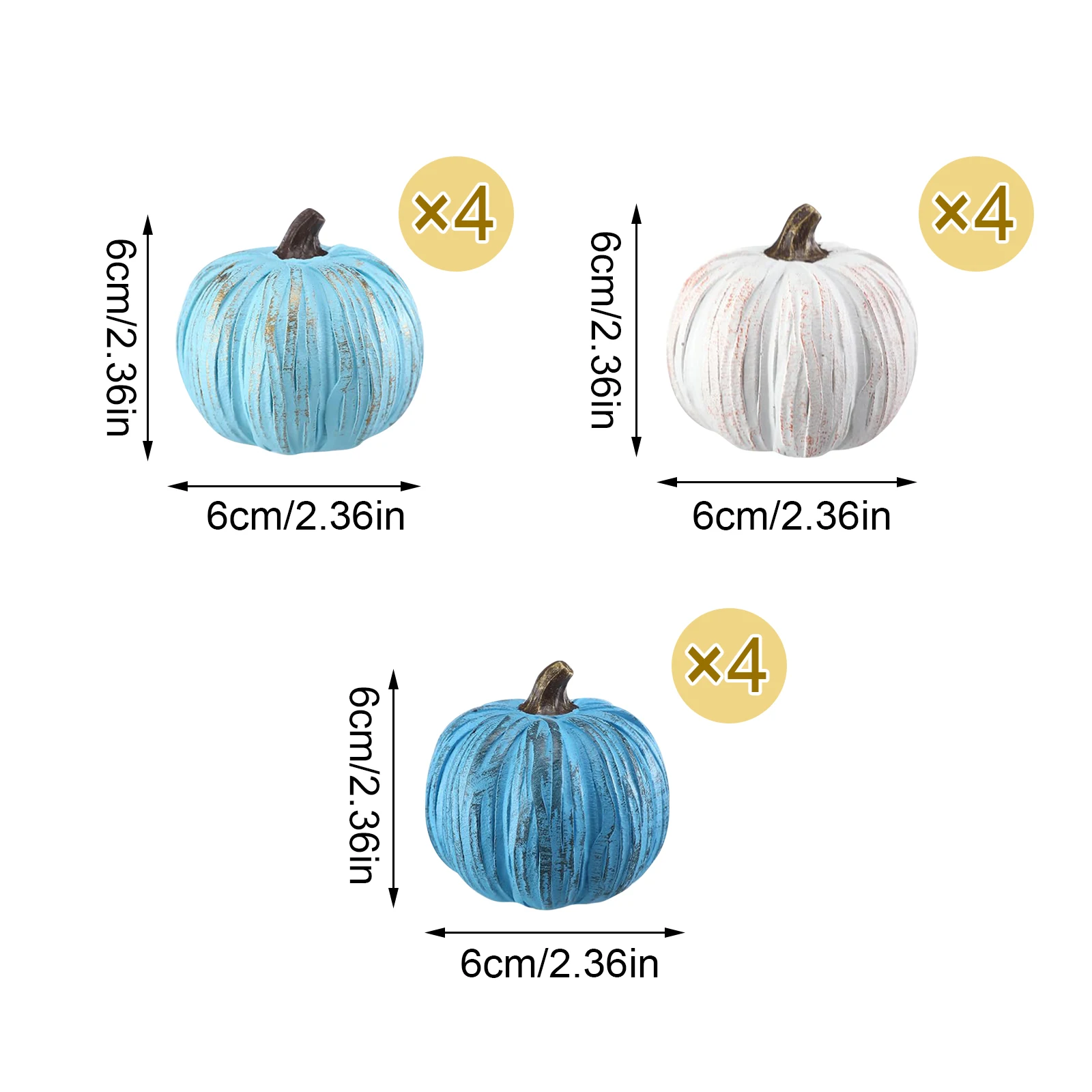  12pcs Autumn Pumpkin Figurine Set Halloween Decorative Resin Ornaments for Thanksgiving Table Centerpiece Home Decor