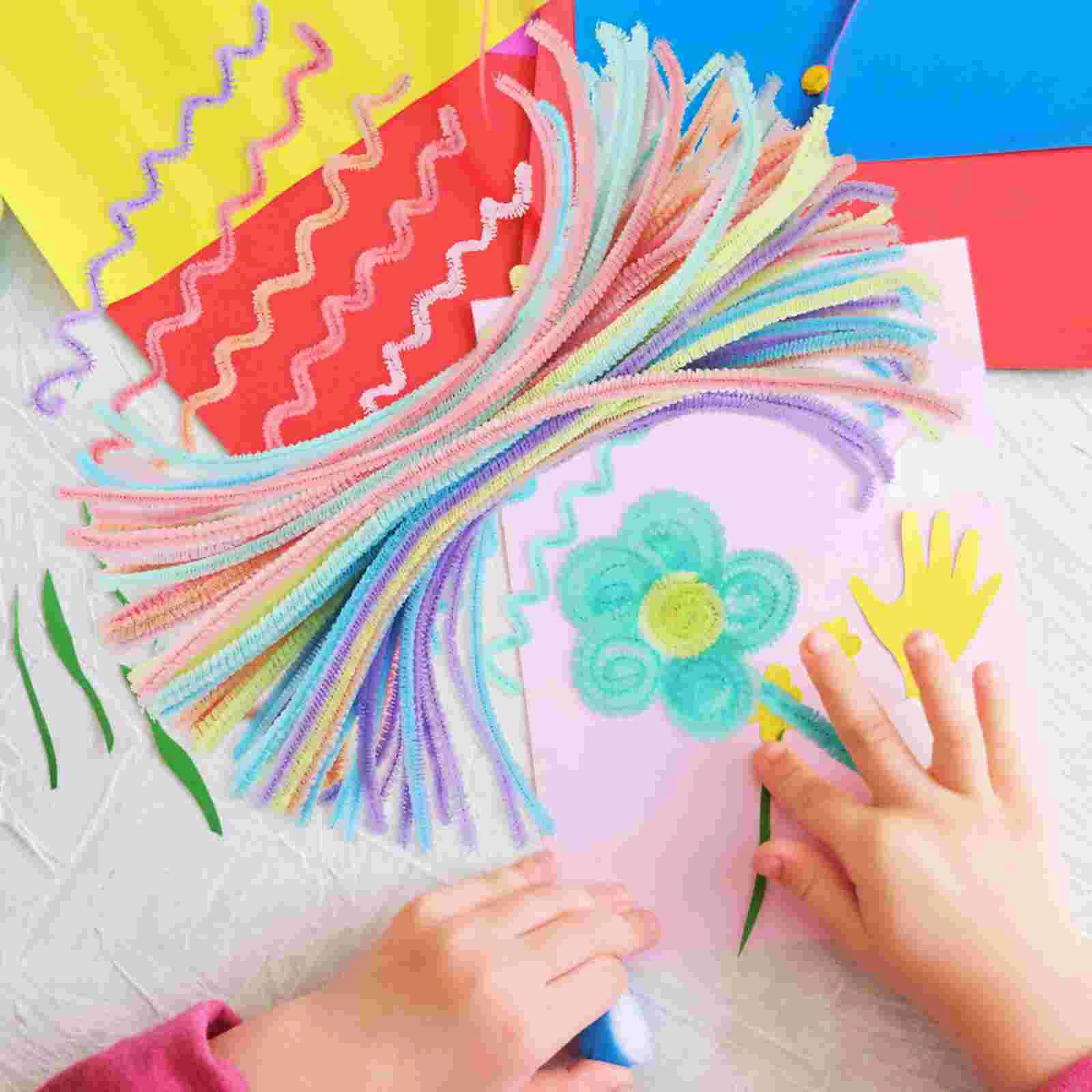 100 Pcs Toy Cleaner Macaron Colored Twist Bar Crafting Toys Fuzzy Wires Twisted Sticks For Crafts Bendable Chenille Stems Rods