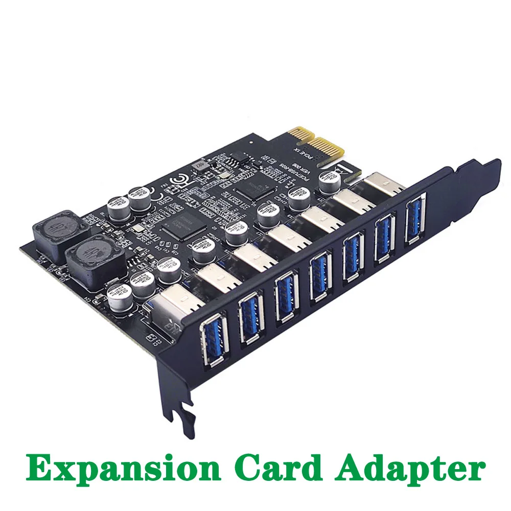 

RENESAS USB 3.2 GEN1 Expansion Card Adapter 7 ports To USB Controller 7 port TYPE-C/19Pin PCI Express 1 Connector