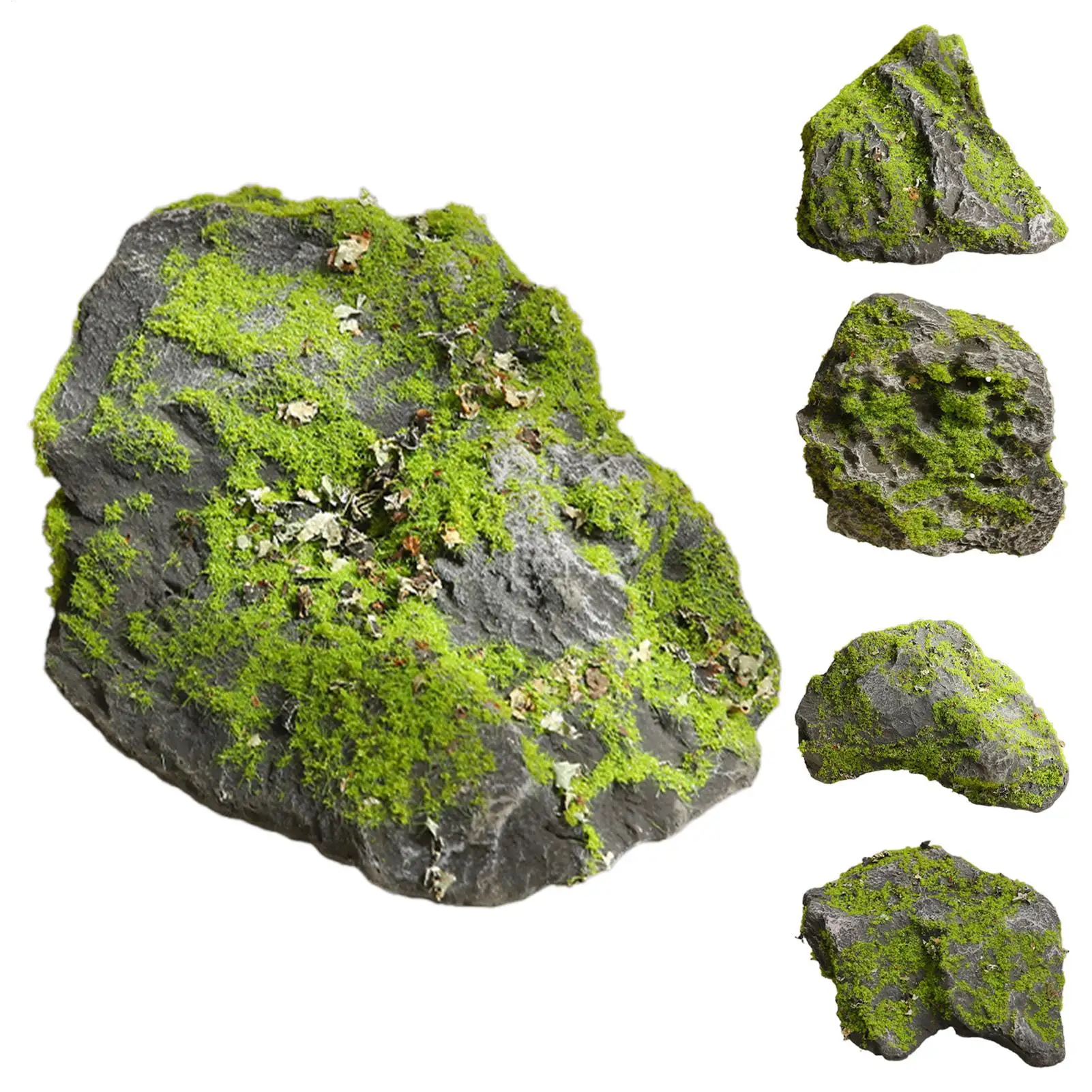 1Pcs Faux Mossy Stone Decor Artificial Rocks For Home Office Garden MicroLandscape Layout Artificial Moss Rocks Decoration