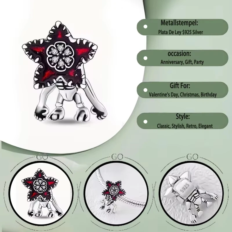 Hot selling 100% 925 sterling silver&night lamp heart&magic flower monster pendant, suitable for original women's bracelet charm