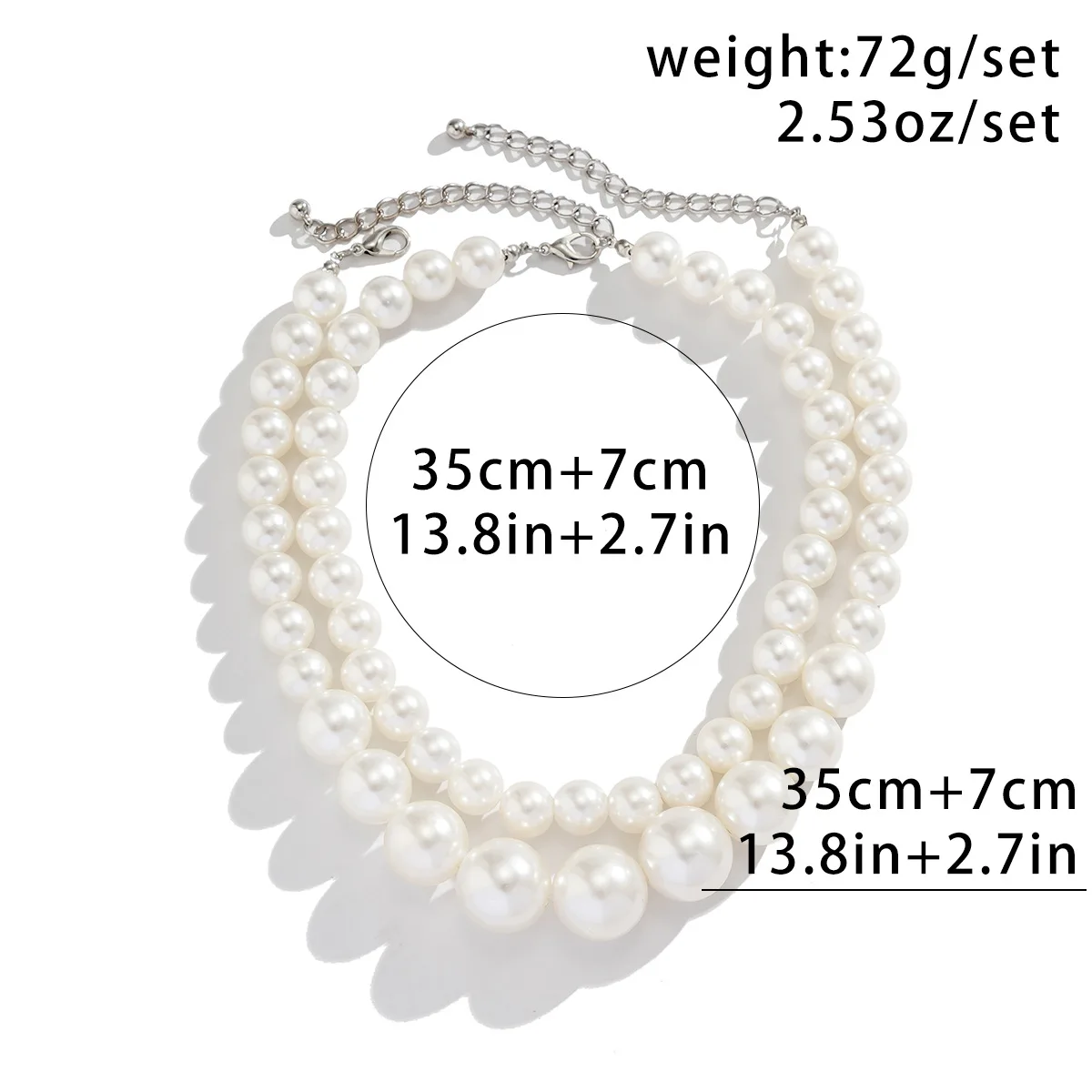 Fashion Multilayer White Imitation-Pearl Choker with Metal Slice Fixation Wide Bib Necklace Jewelry for Charm Women