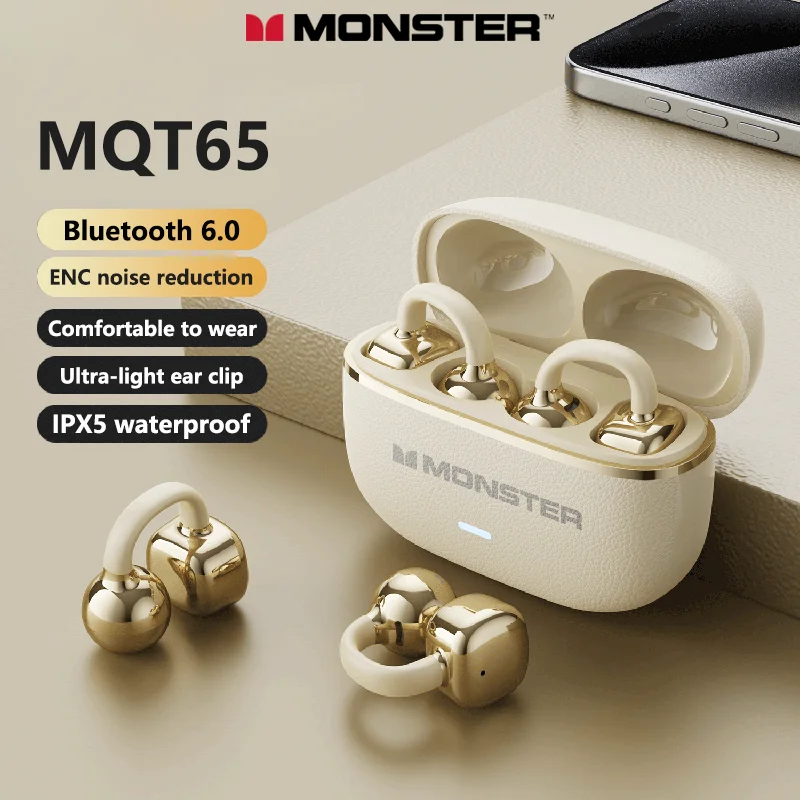 

Выбор Monster MQT65 Новые наушники-клипсы OWS Bluetooth 6.0 Hi-Fi Fidelity Музыкальная гарнитура IPX5 Водонепроницаемые спортивные наушники