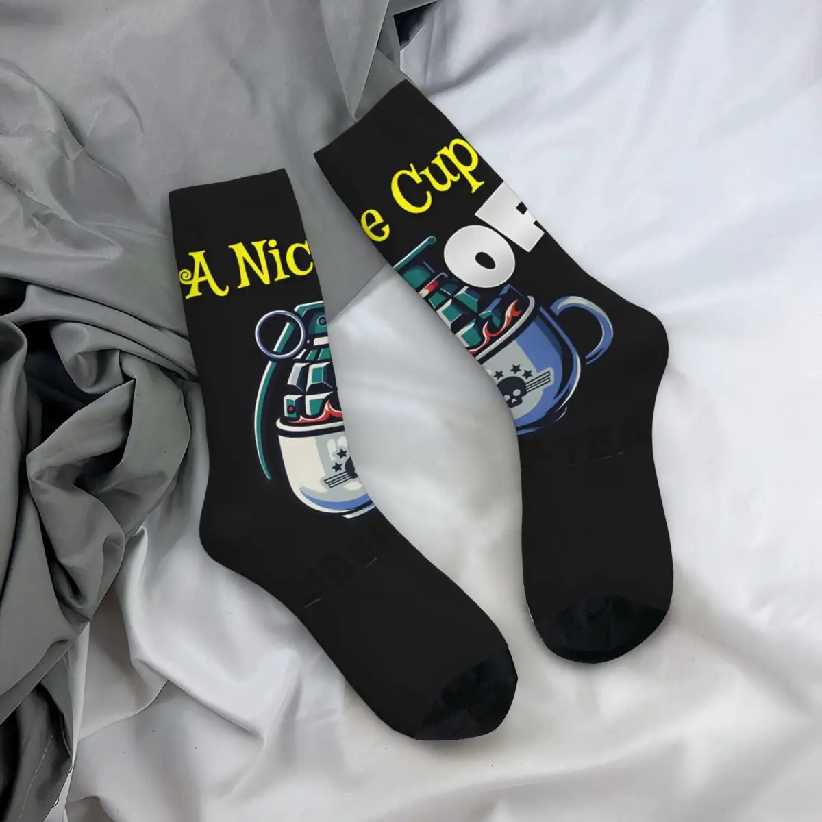 Calcetines divertidos de compresión para hombre, calcetín de Hip Hop, Harajuku, h-helldivers, patrón feliz sin costuras, estampado, informal