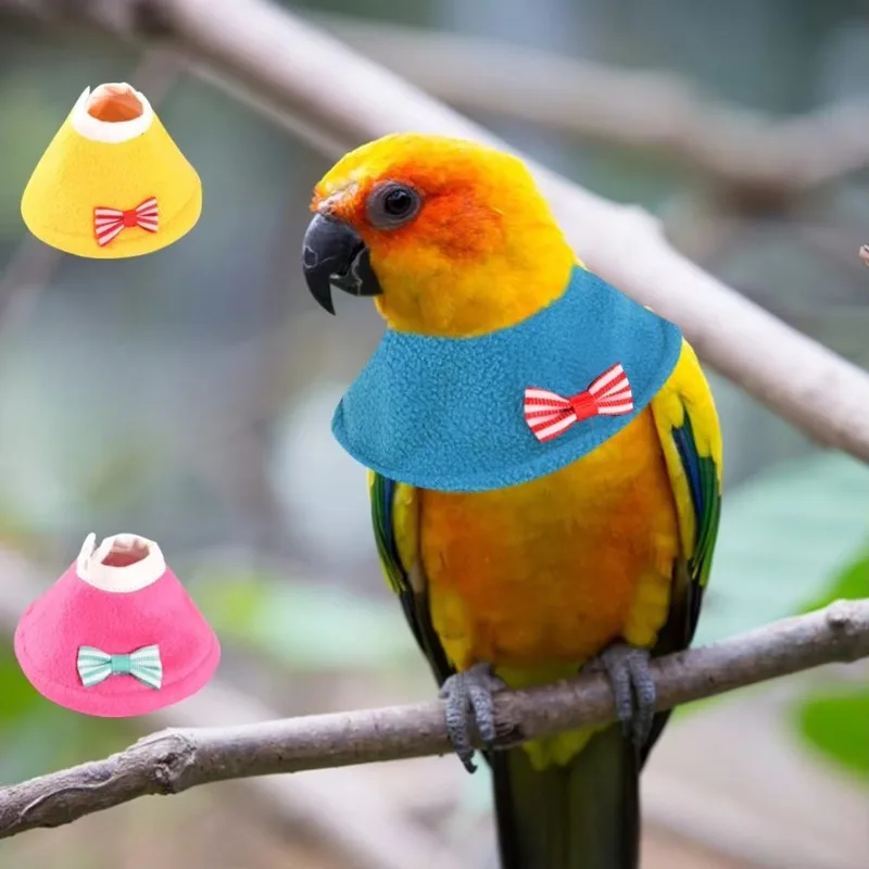 Anti-Biting Pecking Injury Elizabeth Protective Collar Bowknot Parrot Collar Recovery Collar for Birds Cloak Pets Warm Clothes