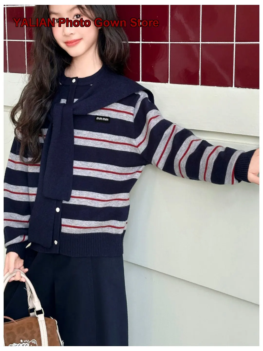 Girls Cardigan Kids Spring Autumn Striped Knit Cardigan Chic for Older Kids