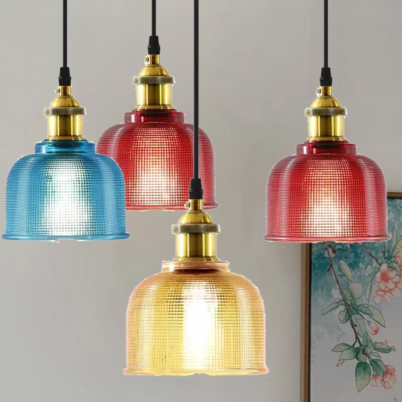 

Creative Personality Bar Industrial Wind Chandelier Retro Restaurant Pendant Lights Simple Stained Glass Lamp