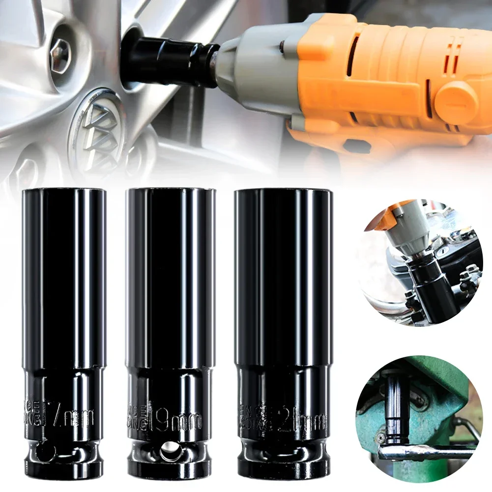 Chave de Impacto Elétrica Hexs Cabeça Conjunto Profundo Longo Soquete Chave Pneumática Ferramentas Oficina Mecânica H17-h21 Peças Unidade