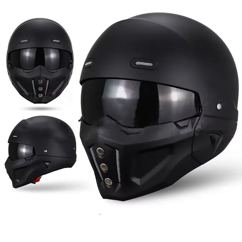 Come With 2 Lens Motorcycle Scorpion Helmet Moto Modular Male Retro  Capacete Casco Cruiser Half Tactical Cap DOT Approved CE