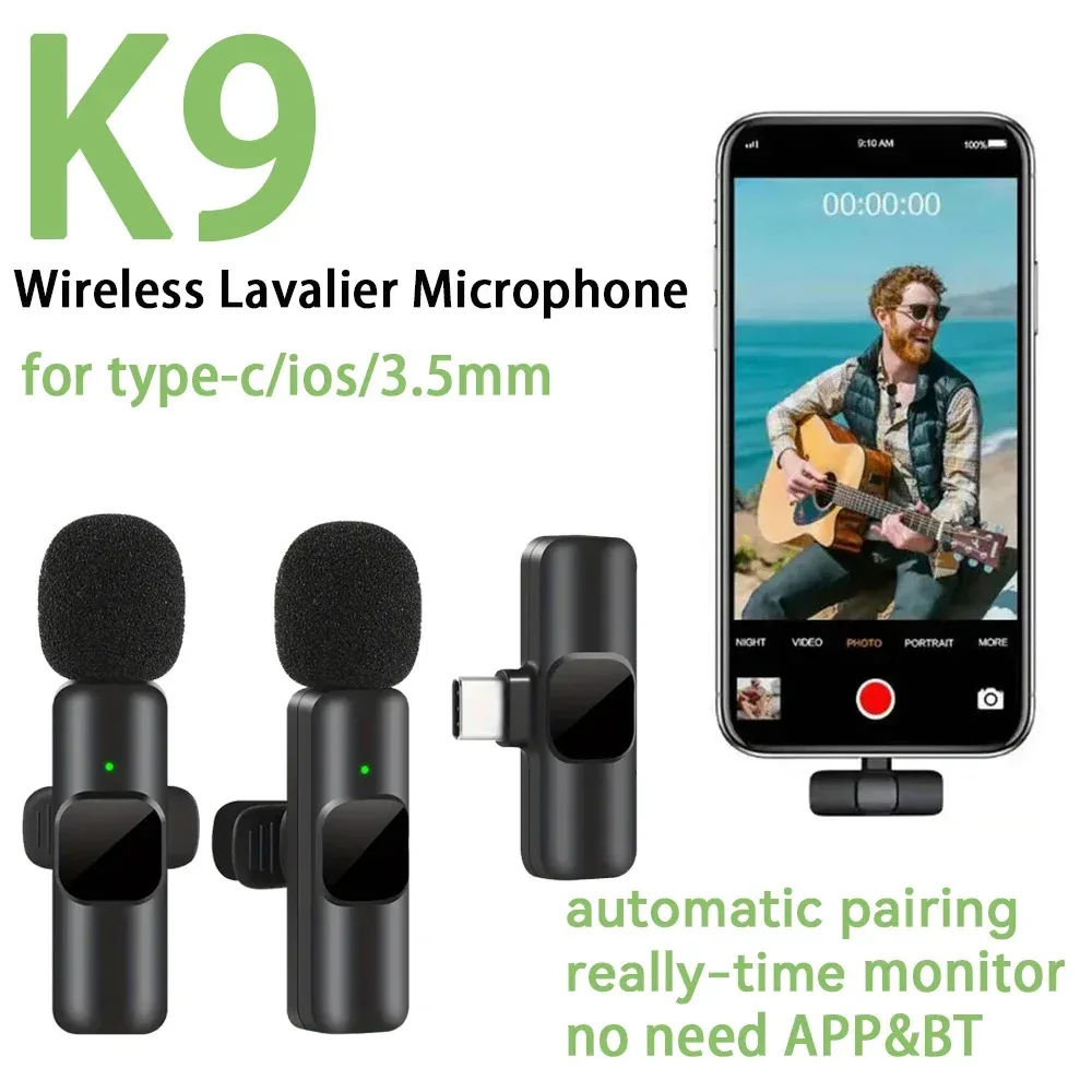 K9 Wireless Lavalier Microphone Hairball Converter One To Two Live Broadcast Microphone Sponge  Small