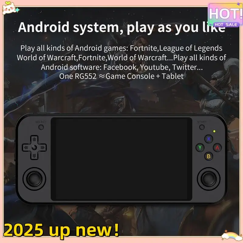 RG552 Retro Video Game Console 5.36 Inch IPS 1920X1152 16G Dual Systems Android Linux (A, US Plug)