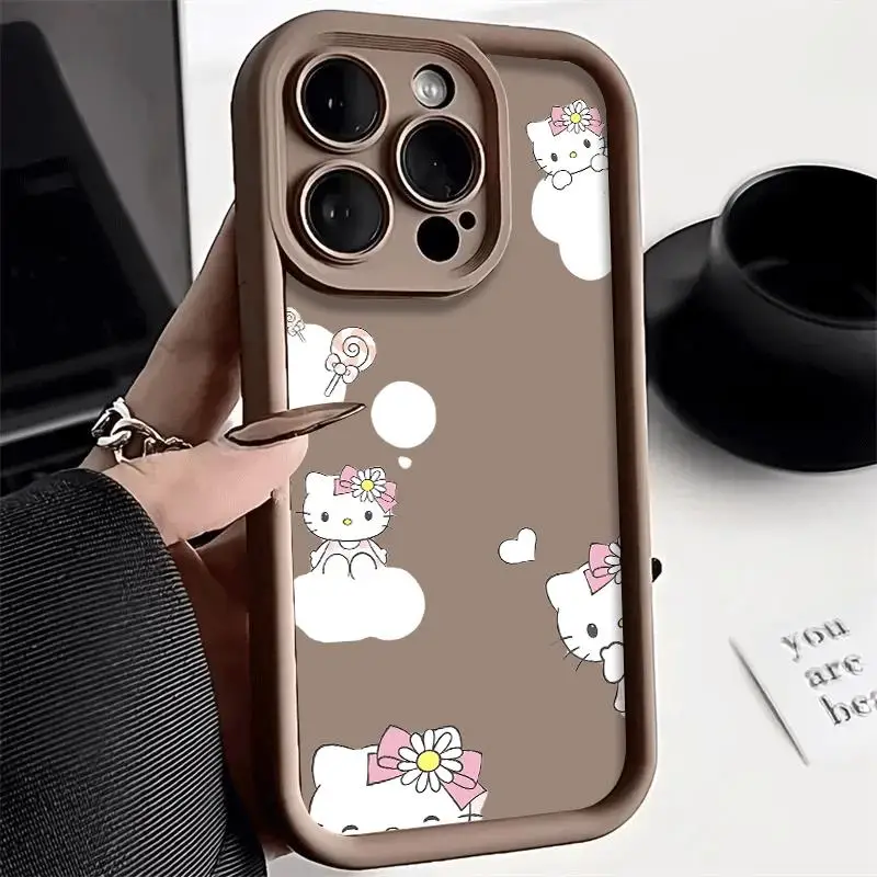 Floral Sanrio Hello Kitty for Apple Iphone 16 15 14 13 12 11 XS XR X Pro Max Plus Cover Women Anti Fall Measures Pink Case