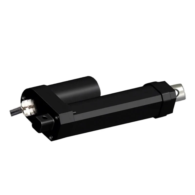 Atuador elétrico industrial à prova d'água ip68, haste de pressão silenciosa preta, interruptor de limite embutido de alta precisão, motor dc 12v/24v 1200n