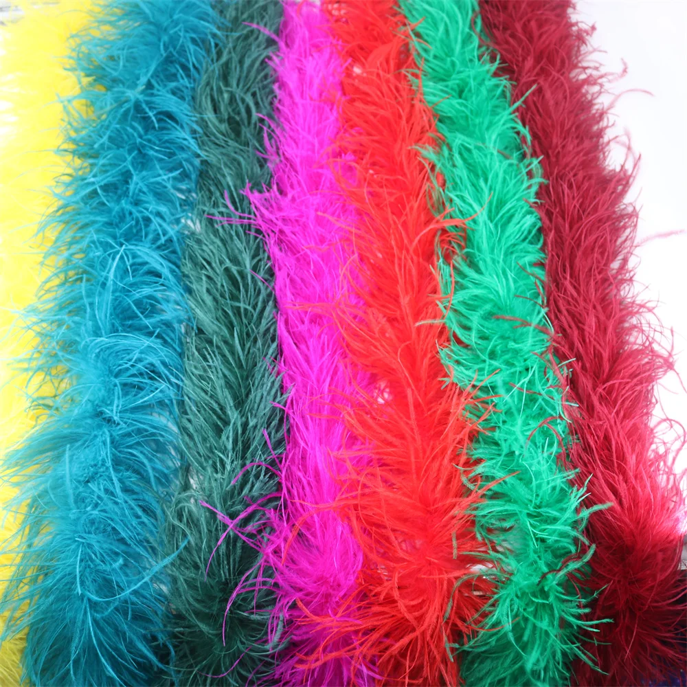 6 Layer Ostrich Feathers Boa Wedding Accessories Plumas De Faisan 2 Meters Clothing Plume Art and Craft Supplies Party Dresses