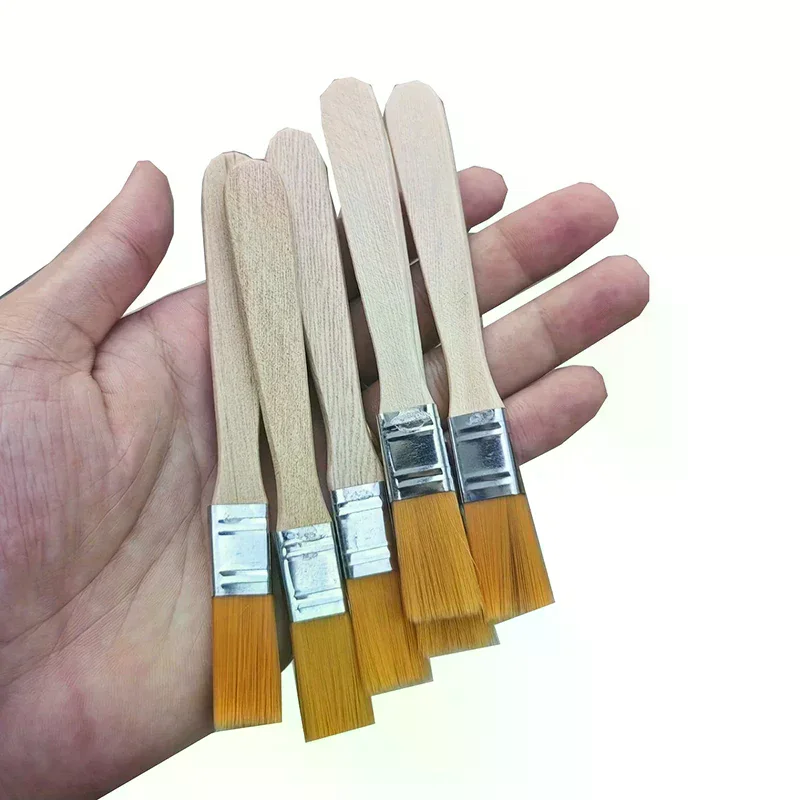 50pcs-nylon Brushes, Short Wooden Handle Art Paint Brushes, Watercolor Brushes, Wall Brushes, Art Brushes, Cleaning Tools