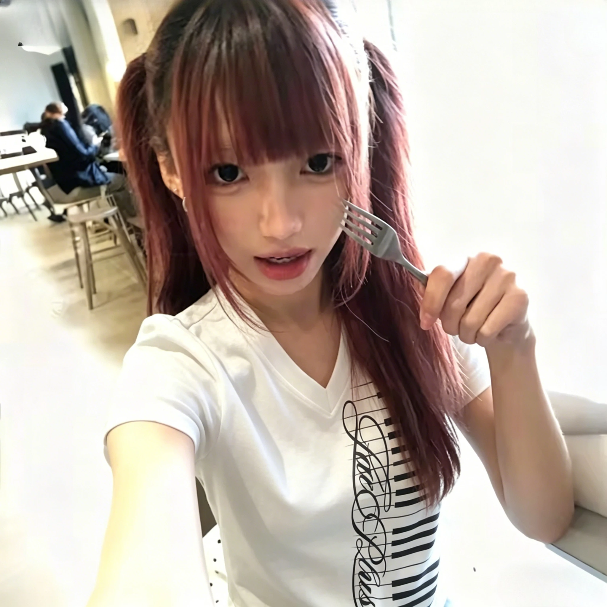 Y2k Piano Key Print Vintage T-shirt Japanese Harajuku Tops Short Sleeve V-neck Tee American Retro Female Subcultre New Clothing