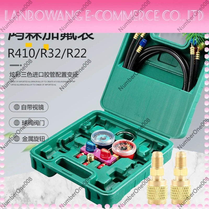 R410A R32 Refrigerant Charging Double Manifold Gauge Set Air Conditioner Fluoride Tool Freon Pressure Gauge Kit
