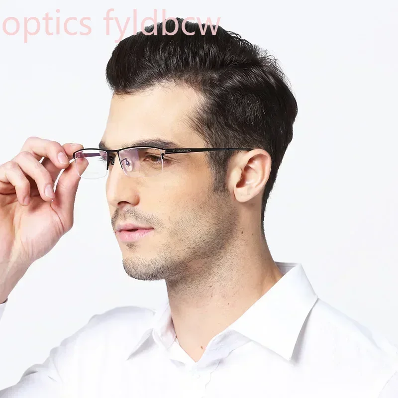 Occhiali da lettura in titanio con montatura grande da 55 mm, moda business, semi-senza montatura, per sopracciglia, miopia, ipermetropia, occhiali da lettura di alta qualità