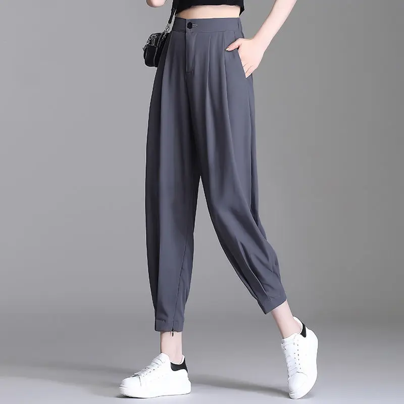 女性のズボン仕立てハーレムワークドレスクラシックヴィンテージ弾性 Y2k ストリート韓国ファッション G スラックスオフィスパンツ女性のための