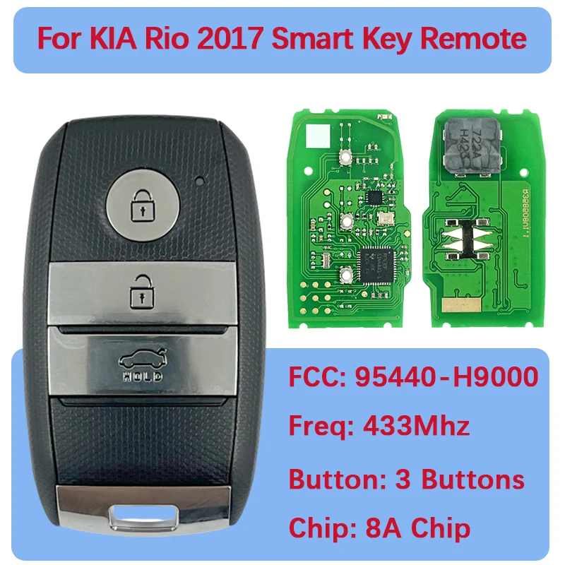 

CN051149 Послепродажный 3-кнопочный смарт-брелок 8А Чип 433 МГц FCC SYEC3FOB1611 PN 95440-H9000 Брелок без ключа для KIA Rio 2017+