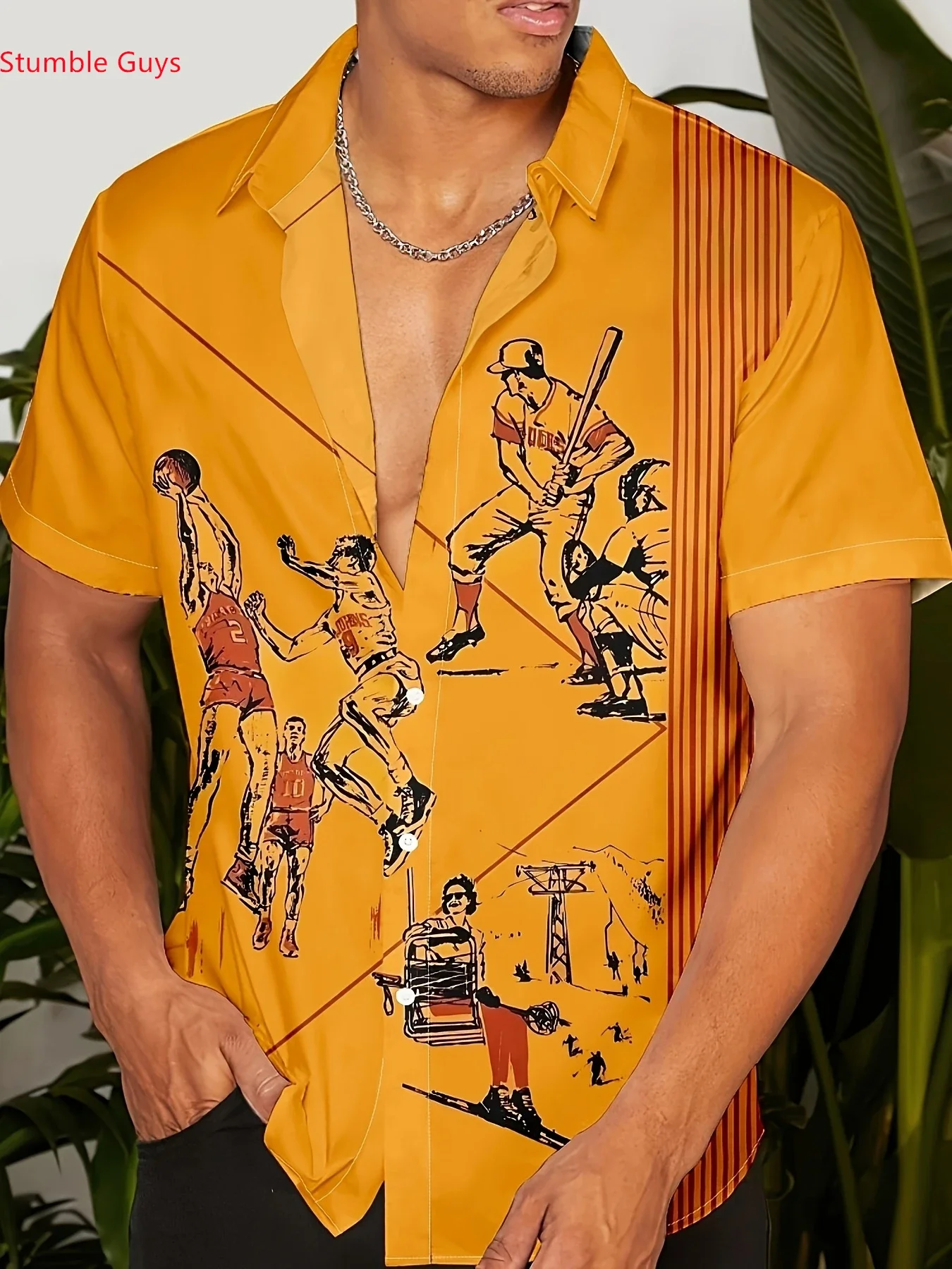 Men's Fashion Summer Hawaiian ShirtMan Women Short Sleeve Casual Print Lightweight Breathable Beach Tops